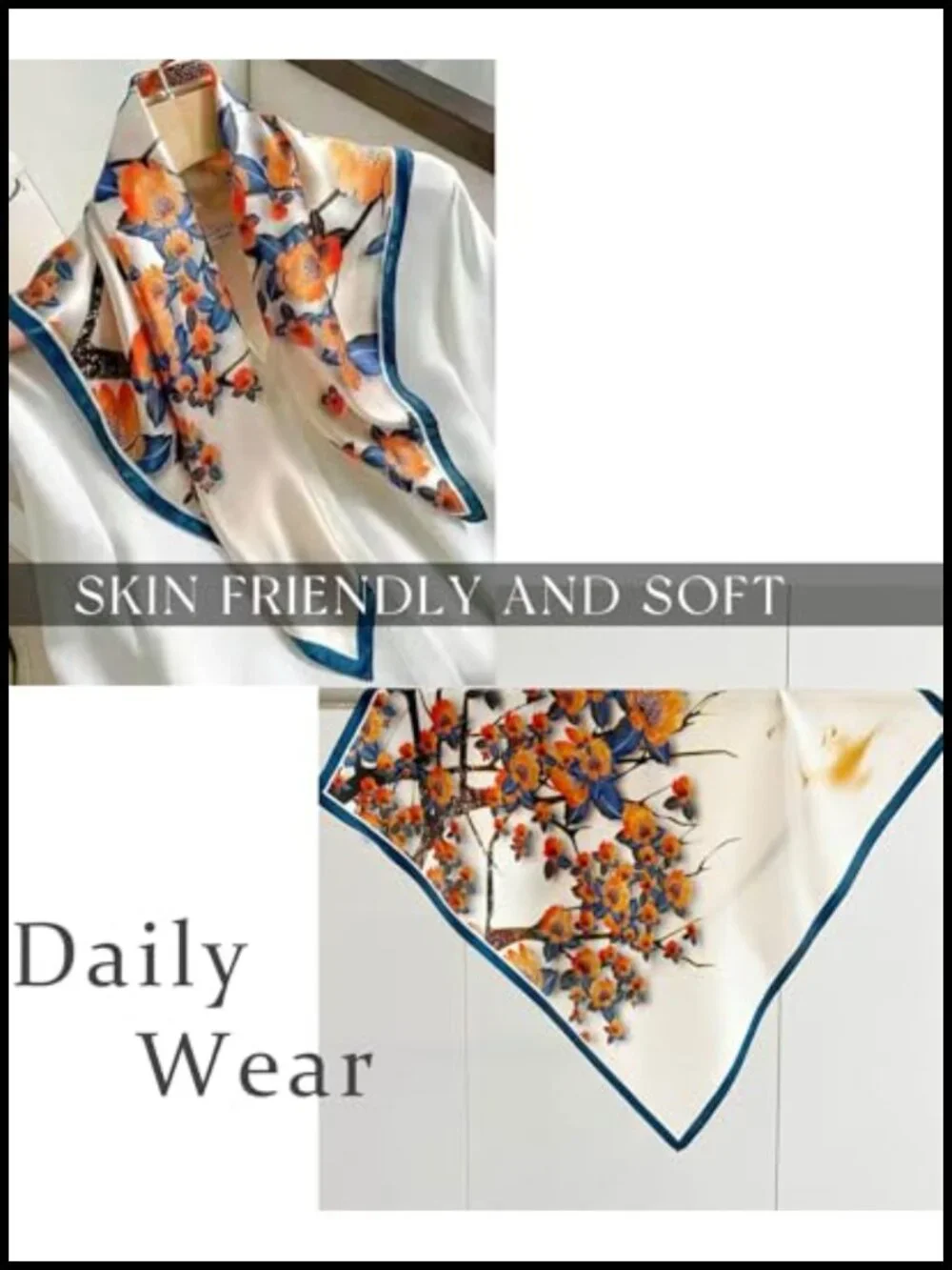 Satin Hair Bandana Scarf Women Lightweight Fashion Neck Scarf Silk